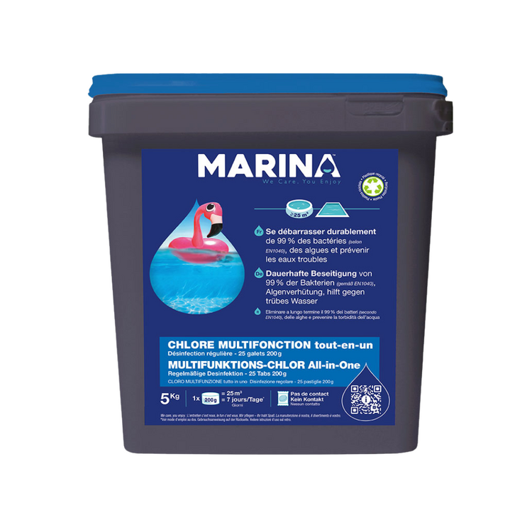 Chlore multifonction Marina | Galets de 200 g | Pot de 5 kg | INTEX