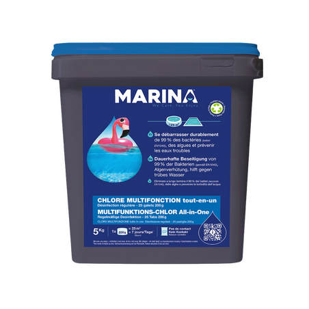 Chlore multifonction Marina | Galets de 200 g | Pot de 5 kg | INTEX