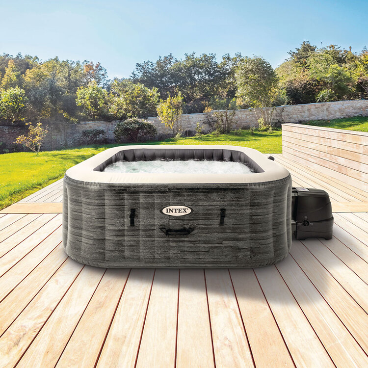 Spa gonflable 6 places Ardoise | Carré | Effet pierres grises | INTEX