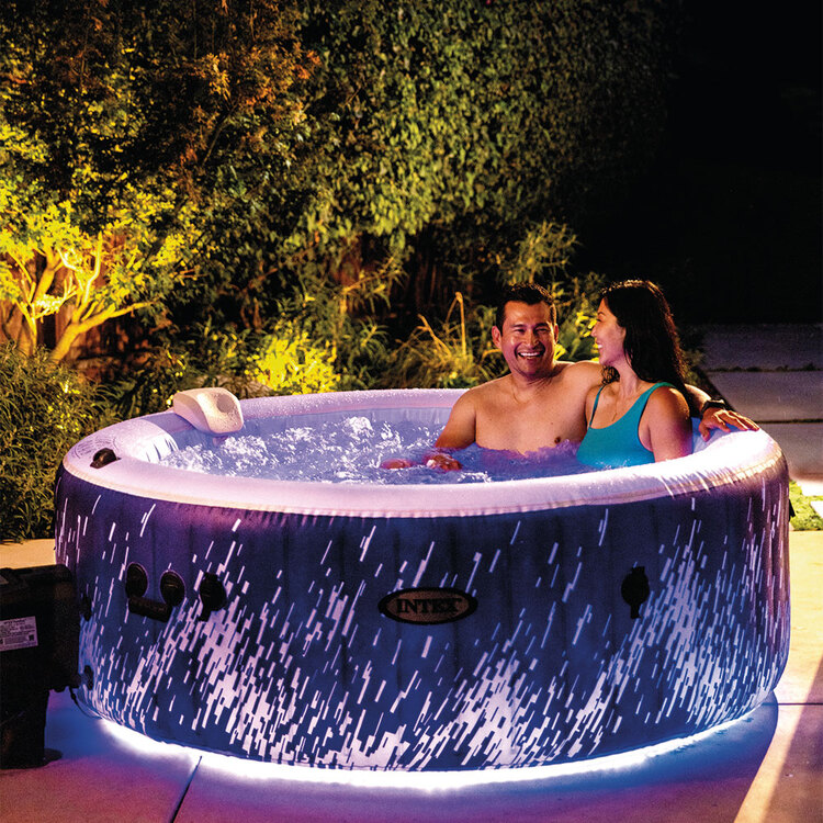 Spa gonflable 4 places Galaxie | Rond | Noir & bandeau LED | INTEX