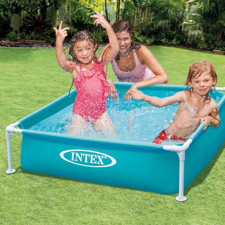 Piscinette tubulaire acidulée carrée bleue INTEX 122 x 122 x 30 cm 