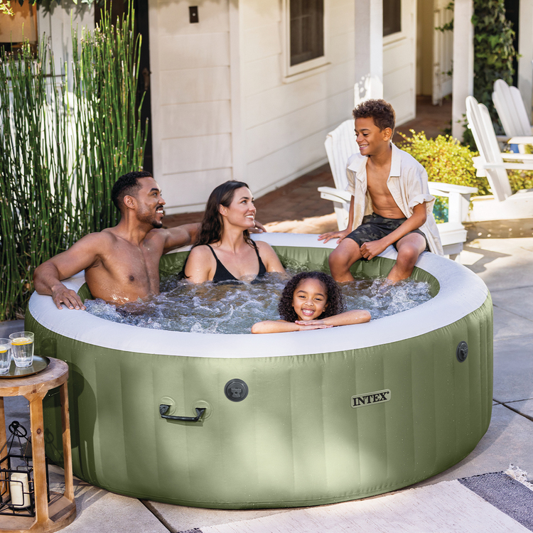 Spa gonflable 4 places Olive | Rond | Vert Olive | INTEX