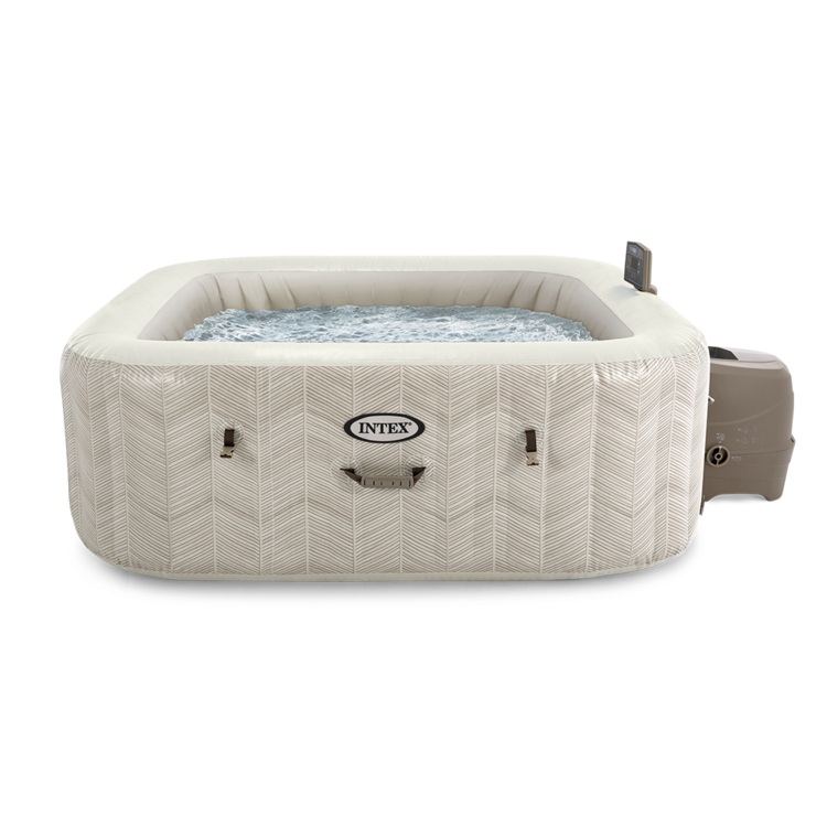 Spa gonflable 6 places Chevron | Carré | Motifs beige & blanc | INTEX