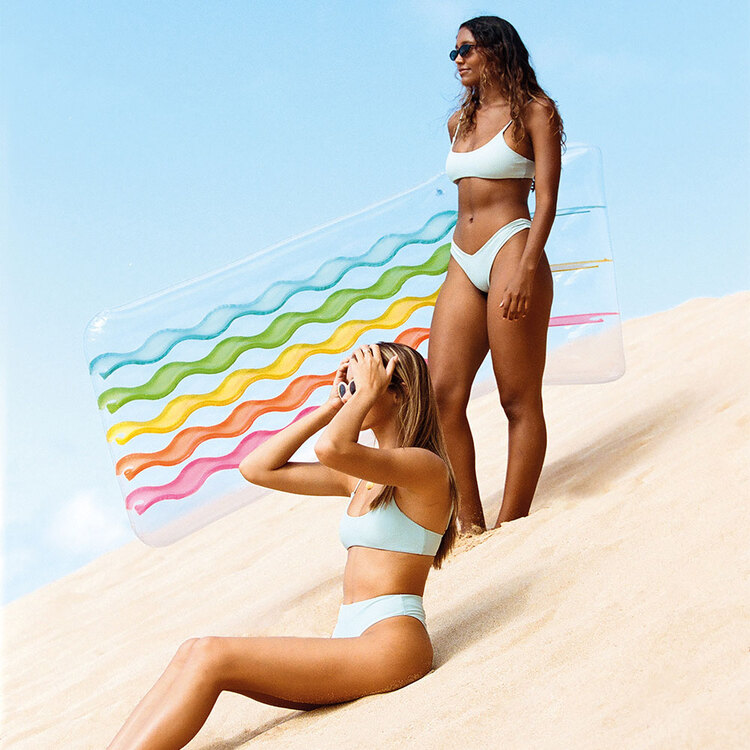Matelas de piscine arc en ciel | Oreiller intégré | INTEX