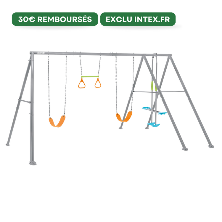 Portique balançoire 4 agrès | Gris | 3 à 10 ans | Jeu extérieur |INTEX