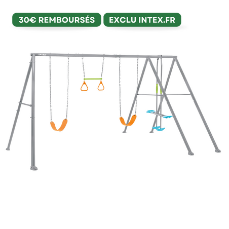 Portique balançoire 4 agrès | Gris | 3 à 10 ans | Jeu extérieur |INTEX