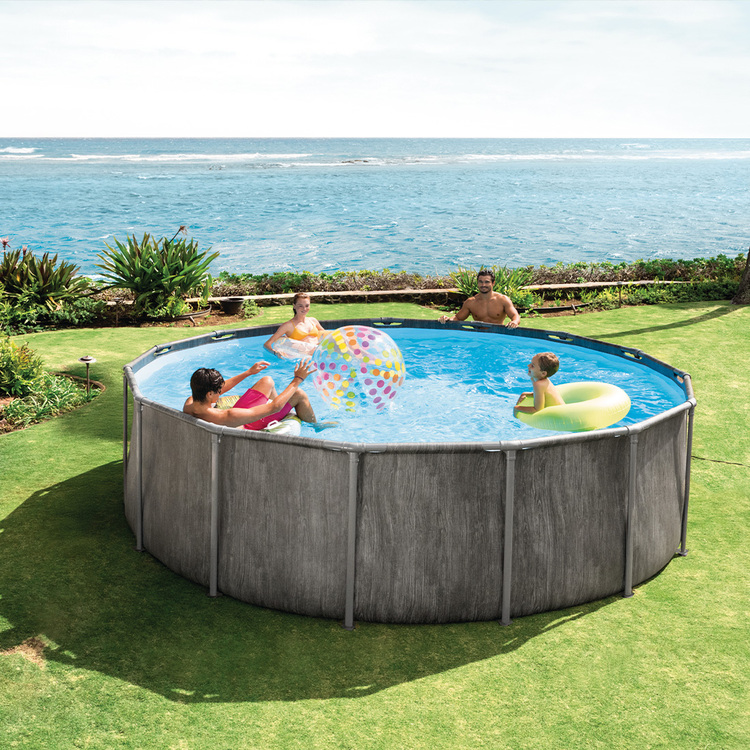 Piscine tubulaire Baltik | Ronde | Gris cérusé | 4,57 x 1,22 m | INTEX