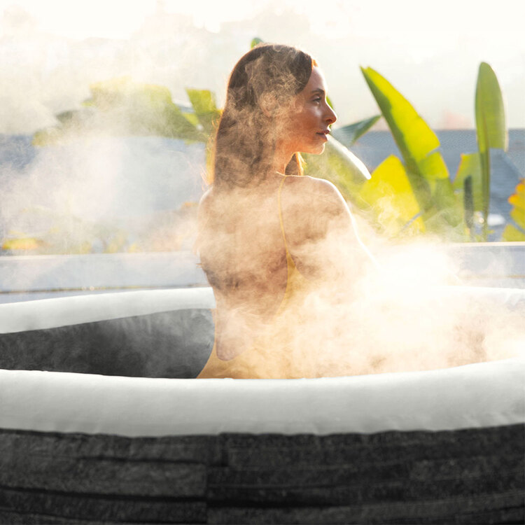 Spa gonflable 4 places Ardoise | Carré | Effet pierres grises | INTEX