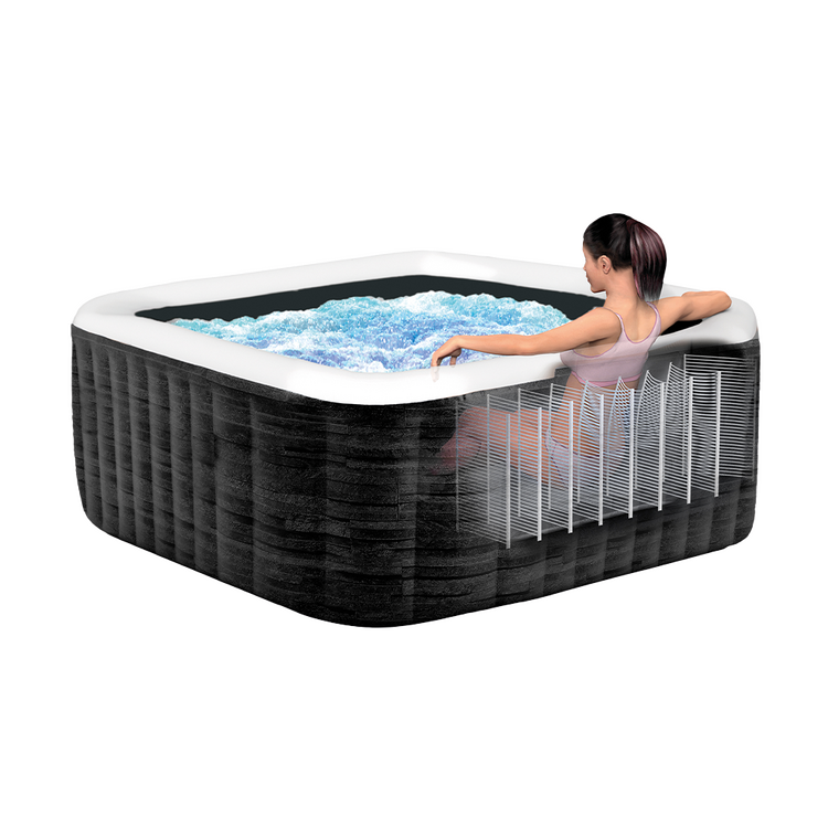 Spa gonflable 4 places Ardoise | Carré | Effet pierres grises | INTEX