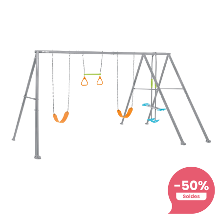 Portique balançoire 4 agrès | Gris | 3 à 10 ans | Jeu extérieur |INTEX