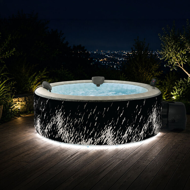 Spa gonflable 4 places Galaxie | Rond | Noir & bandeau LED | INTEX