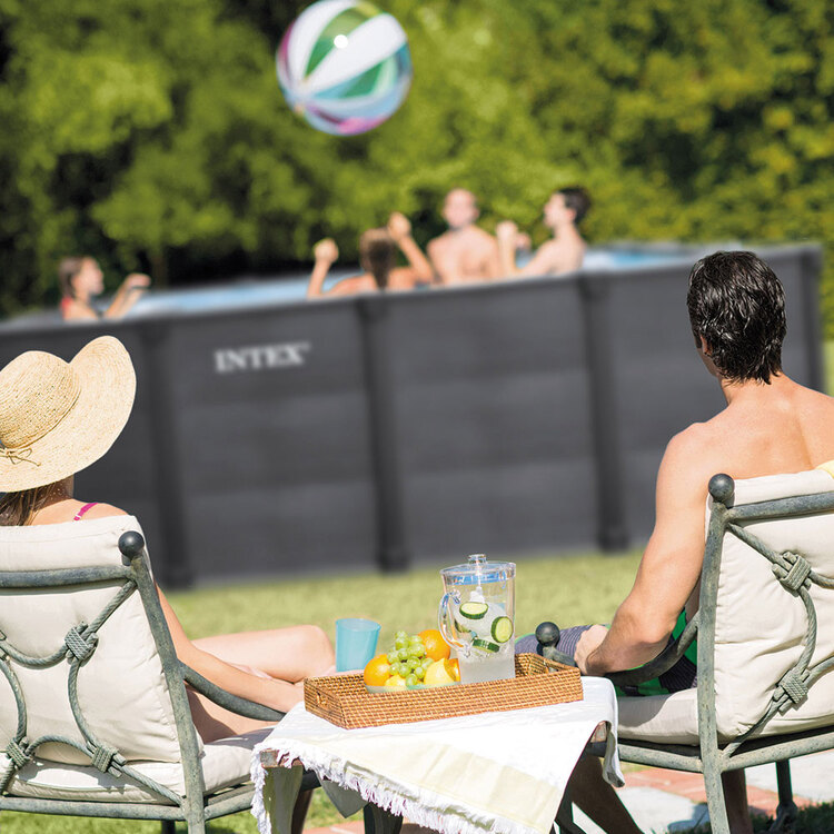 Piscine Graphite tubulaire | Rectangulaire | Habillage en PVC | INTEX