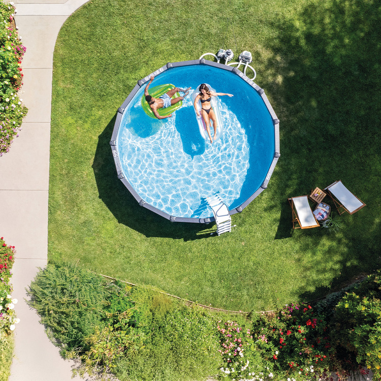 Piscine Graphite ronde | Gris | 4,78 x 1,24 m | Habillage PVC | INTEX