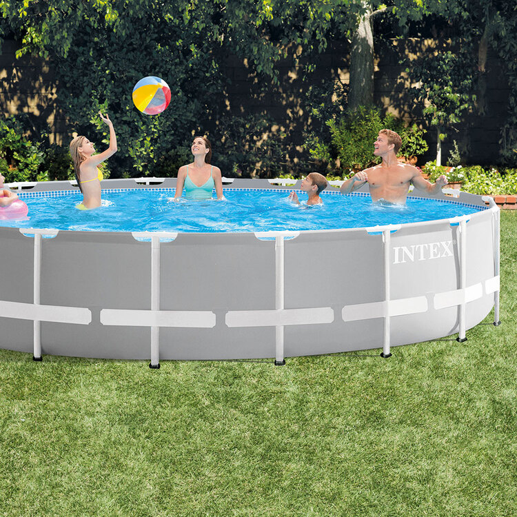 Piscine Prism Frame | Tubulaire ronde | 6,10 x 1,32 m | Gris | INTEX