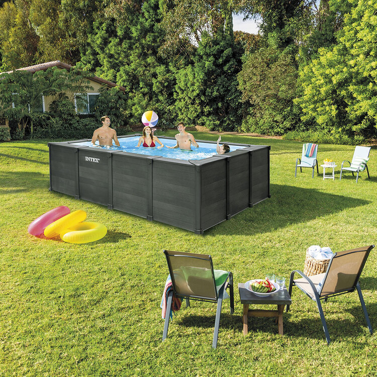 Piscine Graphite tubulaire | Rectangulaire | Habillage en PVC | INTEX