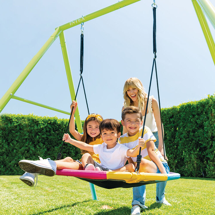 Portique balançoire 1 agrès | Nid d'oiseau | Coloré | 3-10 ans | INTEX
