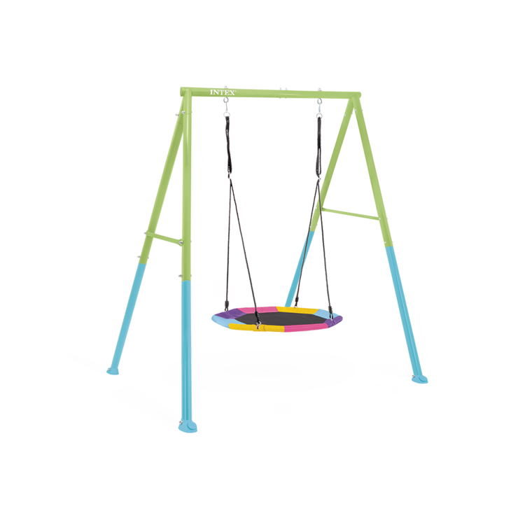 Portique balançoire 1 agrès | Nid d'oiseau | Coloré | 3-10 ans | INTEX