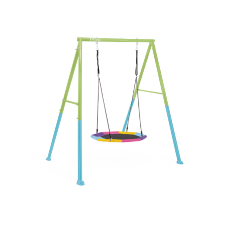 Portique balançoire 1 agrès | Nid d'oiseau | Coloré | 3-10 ans | INTEX