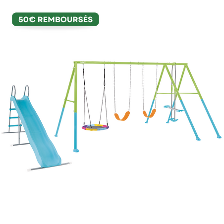 Portique balançoire 5 agrès | 3 à 10 ans | Toboggan | Coloré | INTEX