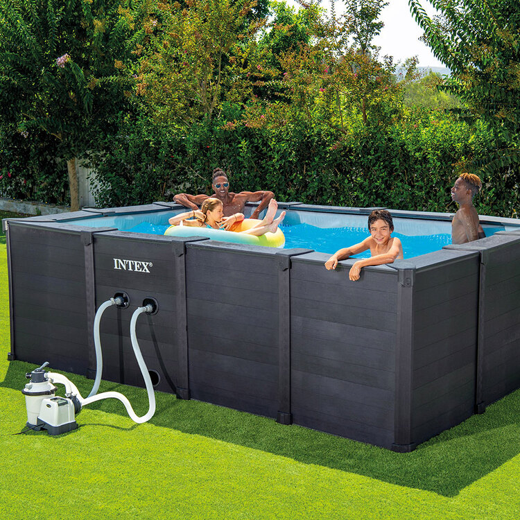 Piscine Graphite tubulaire | Rectangulaire | Habillage en PVC | INTEX