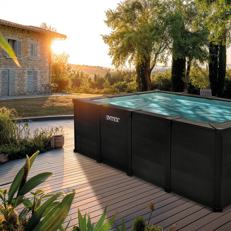 Piscine Graphite tubulaire | Rectangulaire | Habillage en PVC | INTEX