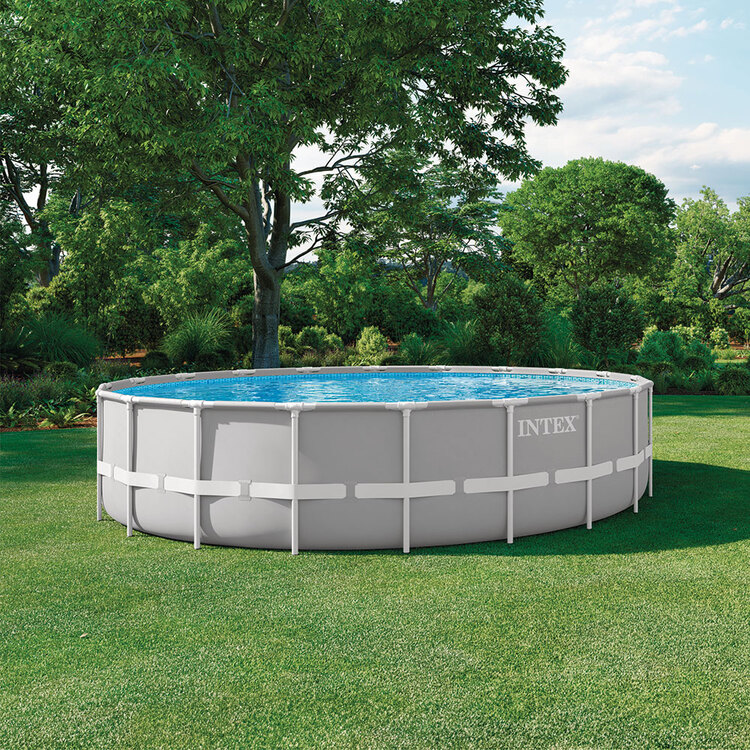 Piscine Prism Frame | Tubulaire ronde | 6,10 x 1,32 m | Gris | INTEX