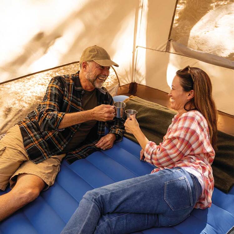 Matelas gonflable camping | TPU Blue USB | 2 personnes large | INTEX