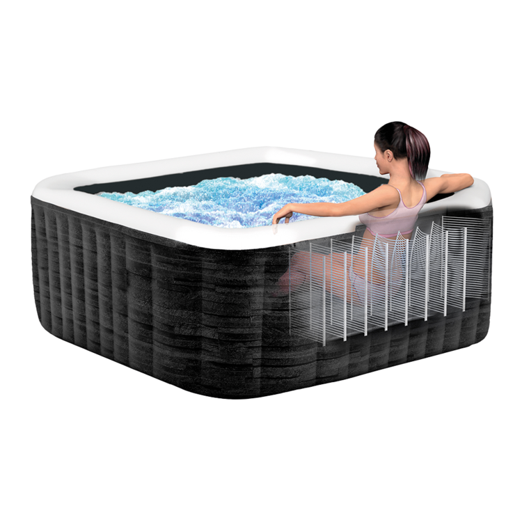 Spa gonflable 6 places Ardoise | Carré | Effet pierres grises | INTEX