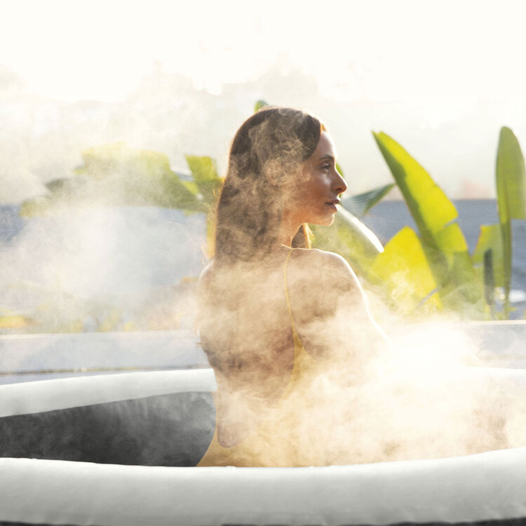 Spa gonflable 6 places Ardoise | Carré | Effet pierres grises | INTEX