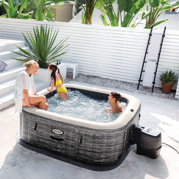 Spa gonflable 6 places Ardoise | Carré | Effet pierres grises | INTEX