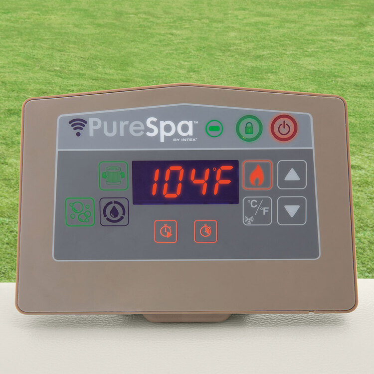 Spa gonflable 4 places Chevron | Carré | Motifs beige & blanc | INTEX